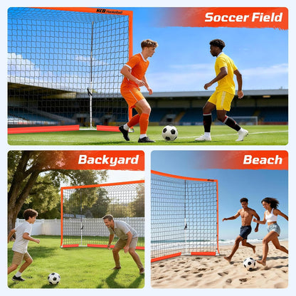 Haokelball Portable Soccer Goal for Backyard, 12x6 FT Soccer Net with Metal Post for Adult Youth Practice, Outdoor Training Equipment with Agility Ladder, Cones, Ground Stakes and Carry Bag