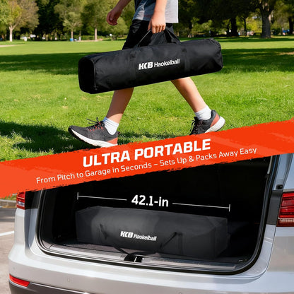 Haokelball Portable Soccer Goal for Backyard, 12x6 FT Soccer Net with Metal Post for Adult Youth Practice, Outdoor Training Equipment with Agility Ladder, Cones, Ground Stakes and Carry Bag