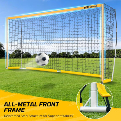 Haokelball Portable Soccer Goal for Backyard, 12x6 FT Soccer Net with Metal Post for Adult Youth Practice, Outdoor Training Equipment with Agility Ladder, Cones, Ground Stakes and Carry Bag
