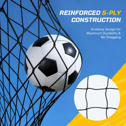 Haokelball Portable Soccer Goal for Backyard, 12x6 FT Soccer Net with Metal Post for Adult Youth Practice, Outdoor Training Equipment with Agility Ladder, Cones, Ground Stakes and Carry Bag