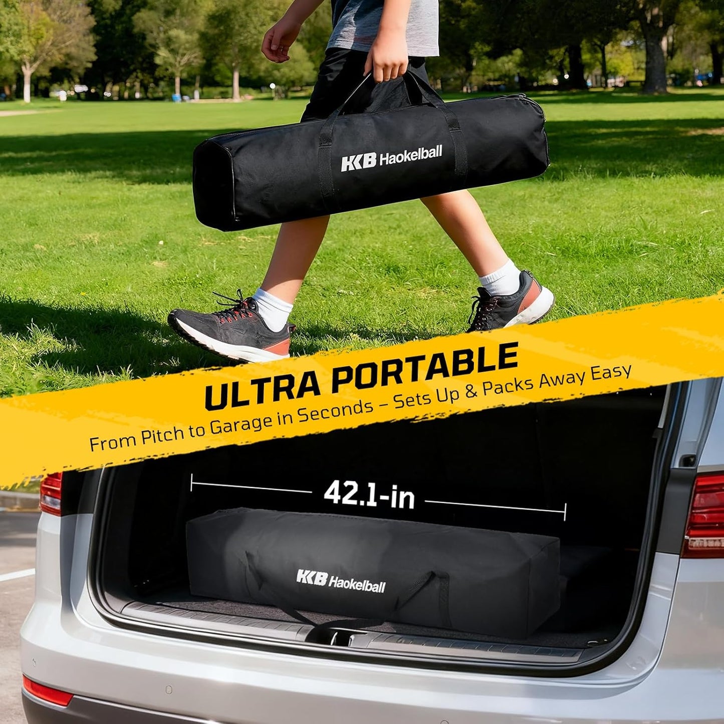 Haokelball Portable Soccer Goal for Backyard, 12x6 FT Soccer Net with Metal Post for Adult Youth Practice, Outdoor Training Equipment with Agility Ladder, Cones, Ground Stakes and Carry Bag