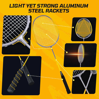 Haokelball Badminton Volleyball Net Set Combo – Adjustable Width 20-32ft & Height, with Rackets, Shuttlecocks, Volleyball, Boundary Line, Carry Bag – Badminton Sets for Backyards, Outdoor, Grass, lawn