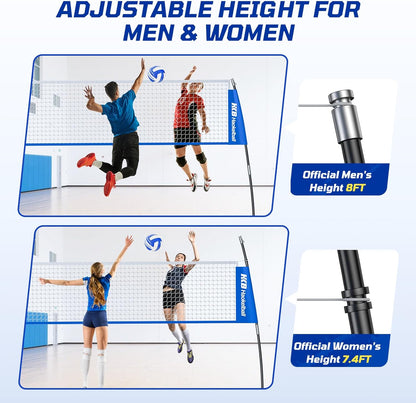 Haokelball Portable Volleyball Net for Backyard, 20ft Freestanding Volleyball Set with Adjustable Height & Widened Base, Outdoor/Indoor Practice Net with Volleyball, Carry Bag, Stakes & Ropes