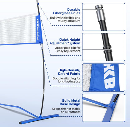 Haokelball Portable Volleyball Net for Backyard, 20ft Freestanding Volleyball Set with Adjustable Height & Widened Base, Outdoor/Indoor Practice Net with Volleyball, Carry Bag, Stakes & Ropes