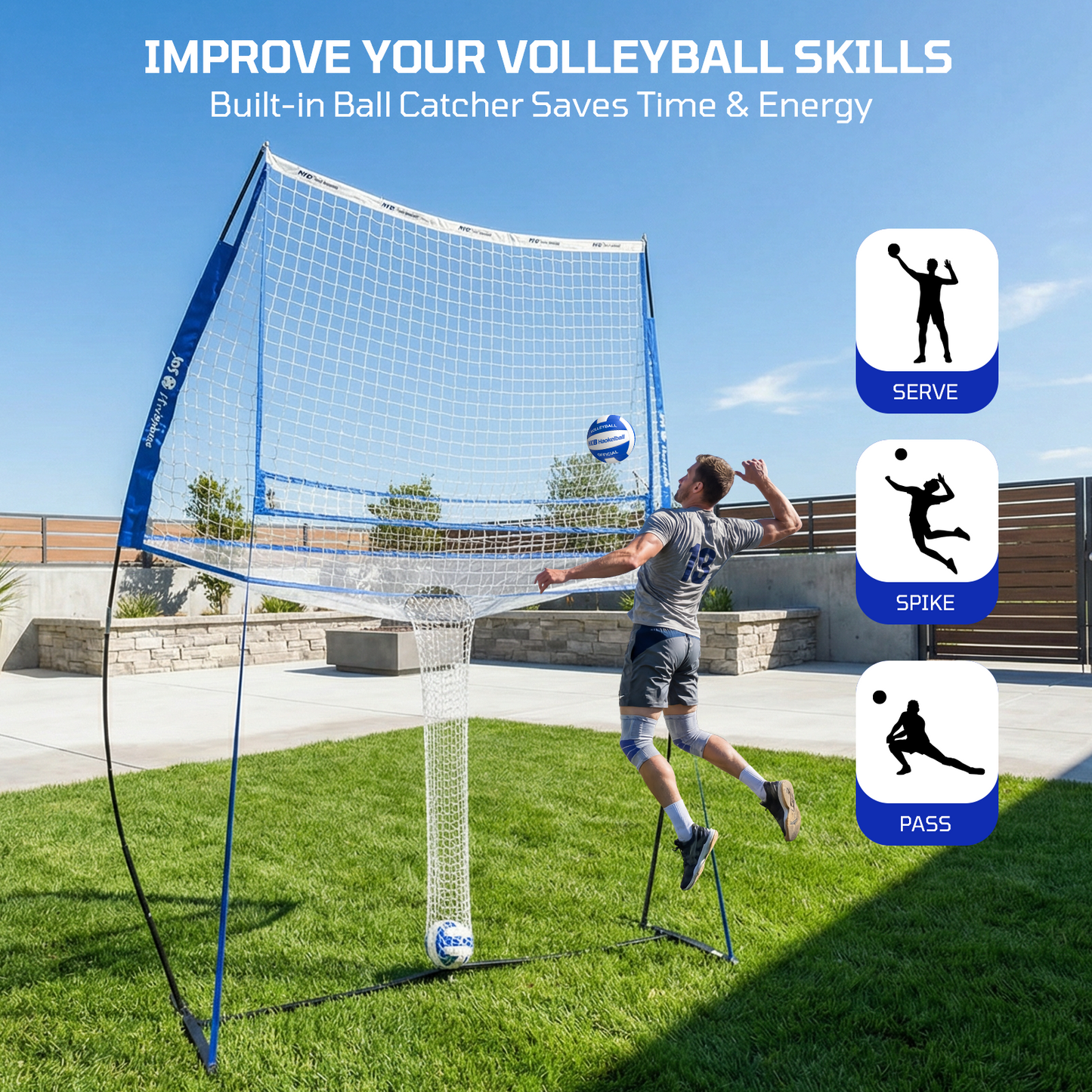 Haokelball 11x 8 ft Volleyball Training Equipment Practice Net Station for Backyard Indoor Outdoor