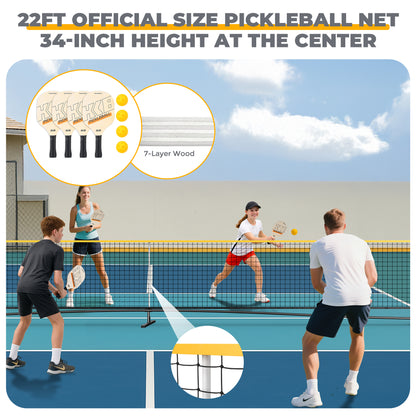 Haokelball 22FT Pickleball Badminton Volleyball Net Set with Adjustable Height Rackets/Balls/Pump for Backyard, Beach