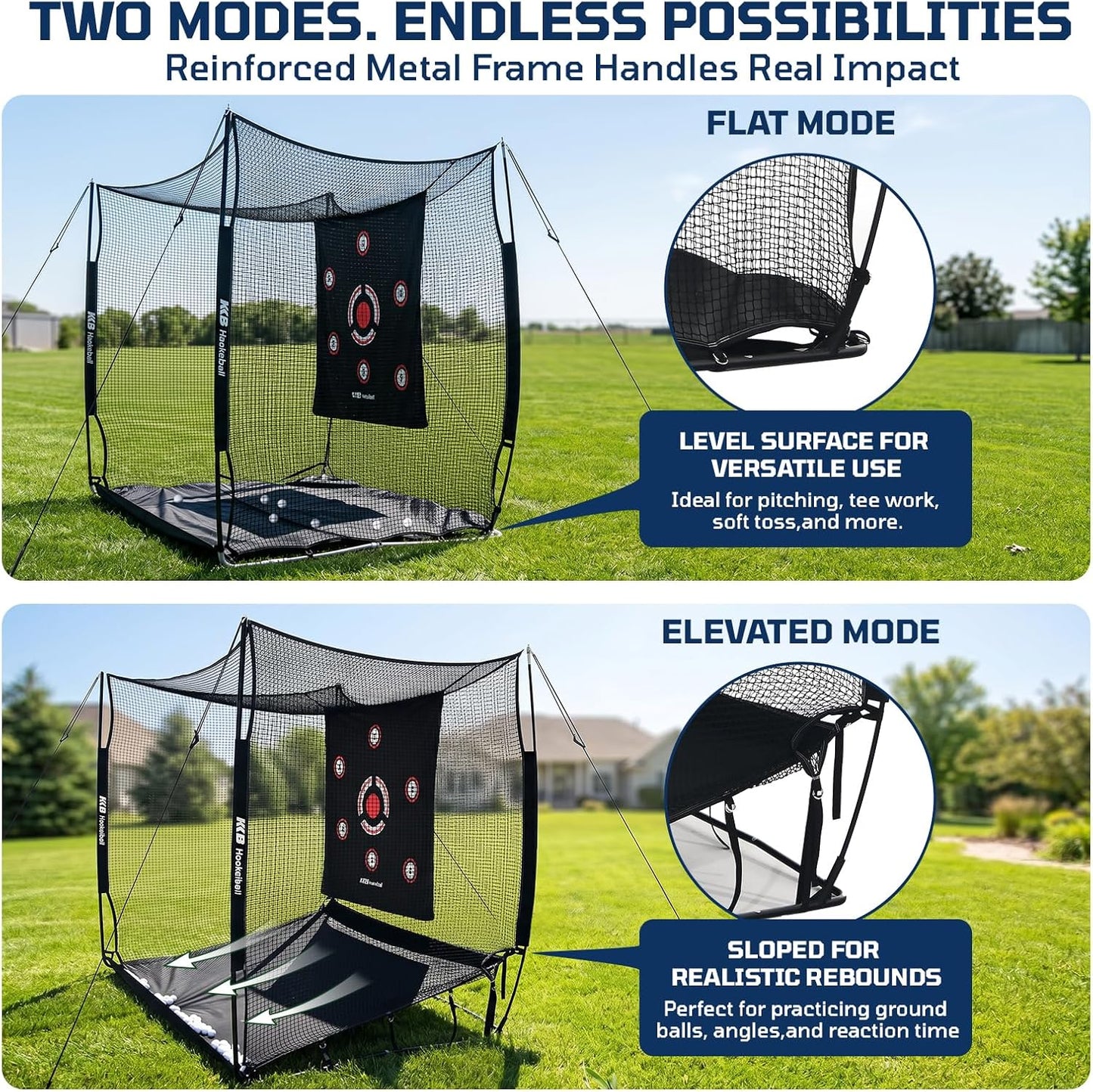 Haokelball Golf Hitting Net, 10x8x6ft Heavy Duty Golf Practice Chipping Cage with Target Cloth & Metal Frame, Portable Sports Netting for Backyard Driving Real Balls, Outdoor Indoor