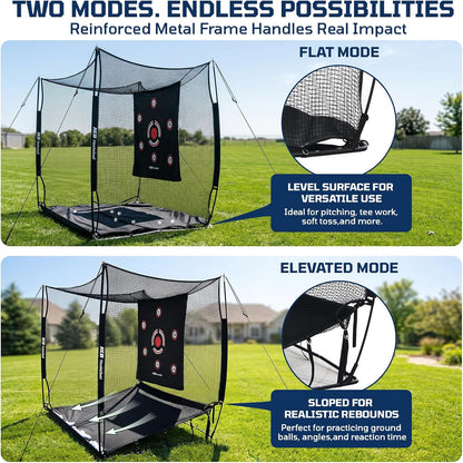 Haokelball Golf Hitting Net, 10x8x6ft Heavy Duty Golf Practice Chipping Cage with Target Cloth & Metal Frame, Portable Sports Netting for Backyard Driving Real Balls, Outdoor Indoor