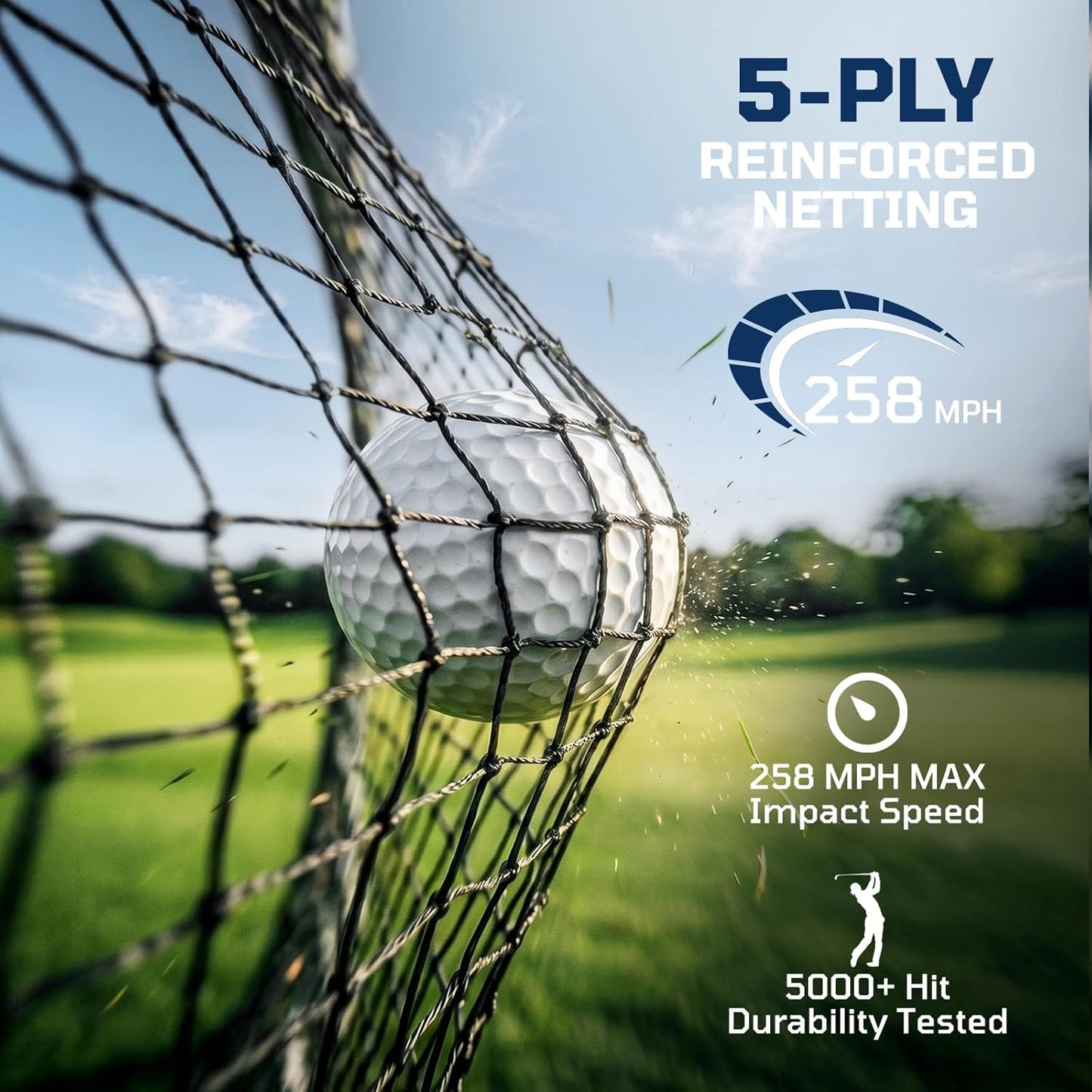 Haokelball Golf Hitting Net, 10x8x6ft Heavy Duty Golf Practice Chipping Cage with Target Cloth & Metal Frame, Portable Sports Netting for Backyard Driving Real Balls, Outdoor Indoor