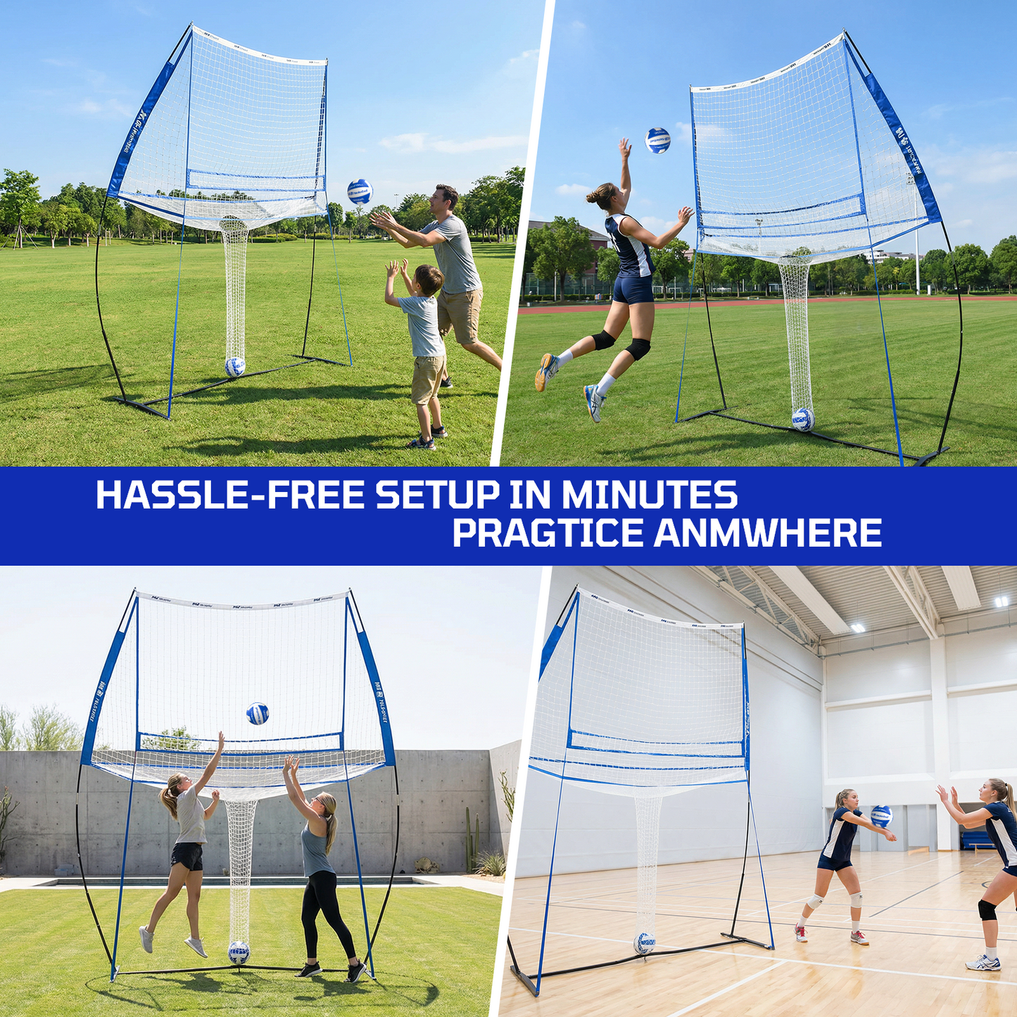 Haokelball 11x 8 ft Volleyball Training Equipment Practice Net Station for Backyard Indoor Outdoor