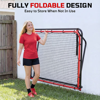 Haokelball 6 x 4 FT Soccer Goal for Backyard, 2-in-1 Metal Soccer Goal with Angle Adjustable Rebounder Net, Heavy-Duty Steel Frame, Includes Agility Ladder & Cones, Soccer Training Equipment for Teens