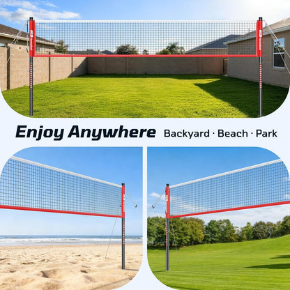 Haokelball Outdoor Badminton Net Set with True Anti-Sag Winch System - 20ft Badminton Net, 4 Rackets, 3 Shuttlecocks & Carry Bag, Badminton Set for Backyard, Grass, Beach, Games