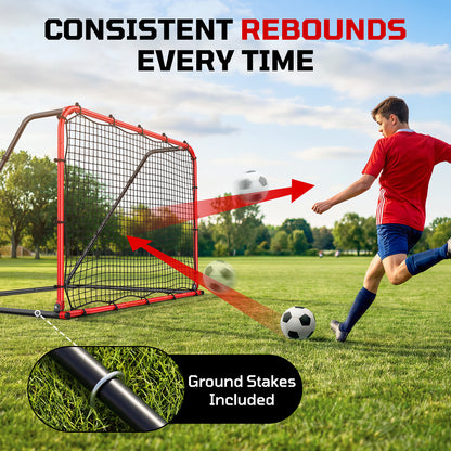 Haokelball 6 x 4 FT Soccer Goal for Backyard, 2-in-1 Metal Soccer Goal with Angle Adjustable Rebounder Net, Heavy-Duty Steel Frame, Includes Agility Ladder & Cones, Soccer Training Equipment for Teens