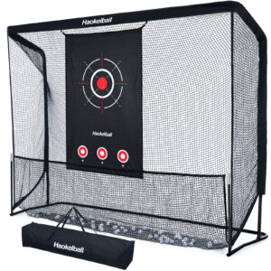 Haokelball Golf Practice Hitting Net for Driving Real Balls, Indoor Chipping Swing Training Nets with Impact Target, 10x7.5ft Heavy Duty Netting with Carry Bag for Backyard Outdoor Use